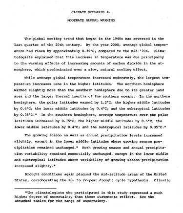 IFTF's 1978 Report modeling 5 scenarios of climate change
