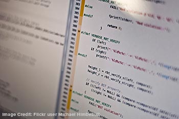 Code on screen - Image Credit: Flickr user Michael Himbeault